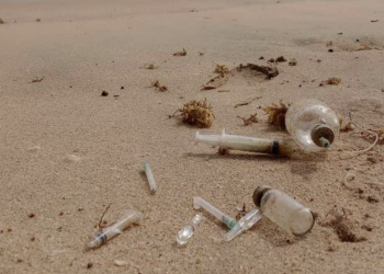 Medical waste washed ashore at Ngelekazo beach