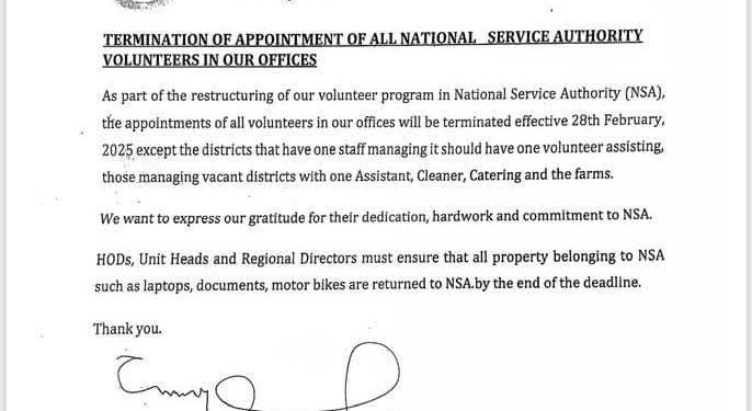 National Service Authority terminates volunteer appointments 1 national service authority terminates volunteer appointments