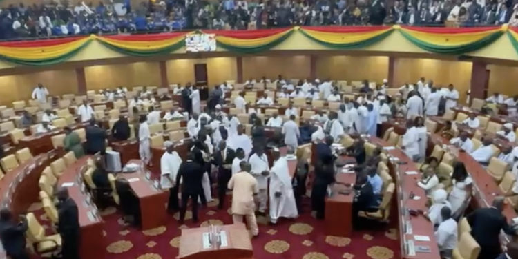 npp mps in black ndc in white as mahama delivers first sona of second term