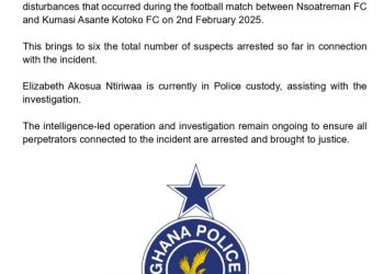 Police arrest one more person in Nsoatreman vs. Kotoko match violence, bringing total to 6