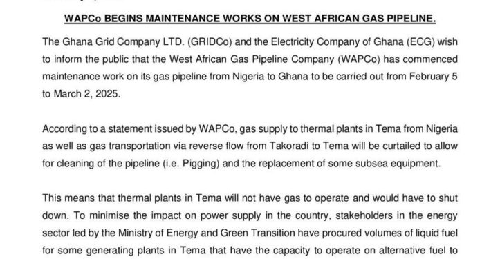 thermal plants in tema to shut down as wapco begins maintenance works