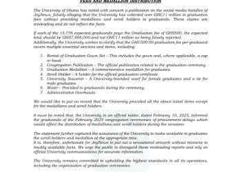 UG challenges JoyNews report on GHS11 million graduation revenue, cites lower projections