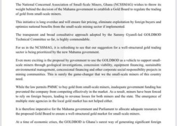 Concerned Small Scale Miners endorse GoldBod to ensure fair pricing and exchange rate stability