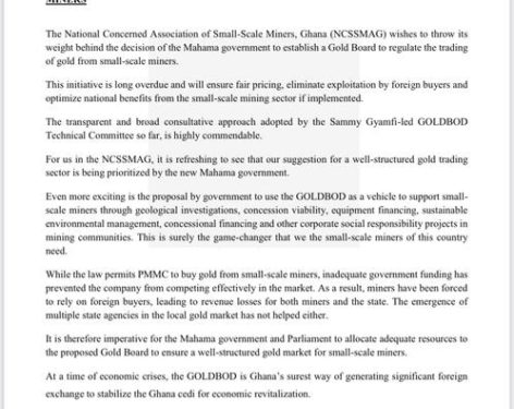 concerned small scale miners endorse goldbod to ensure fair pricing and exchange rate stability