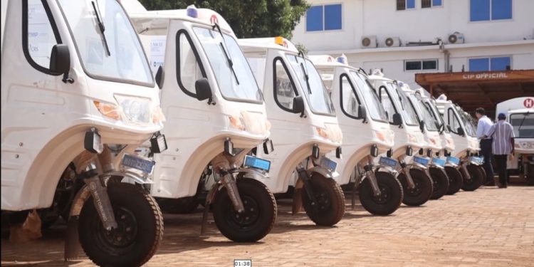 crs donates 20 modified motor tricycles ambulances to improve emergency healthcare