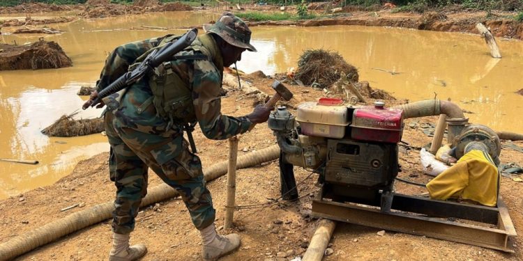 galamsey fight 56 persons arrested 25 changfang machines set ablaze in western region