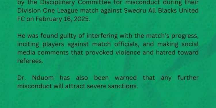 GFA bans Elmina Sharks President Papa Kwesi Ndoum for three months 1 gfa bans elmina sharks president papa kwesi ndoum for three months