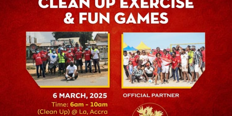 ghana manchester united supporters club partner buz stop boys for clean up exercise and fun games