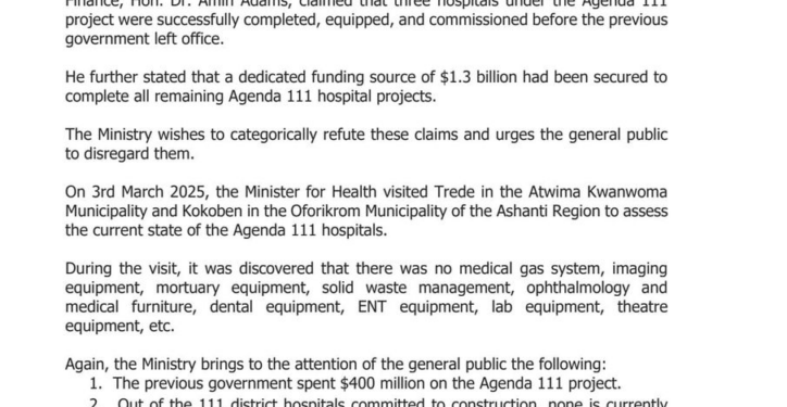 health ministry sets the record straight on agenda 111project