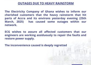Heavy rainstorm caused power outages in parts of Accra – ECG