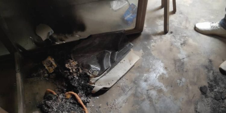 hohoe fire guts ndc communications officers business centre he points fingers at npp thugs
