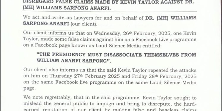kevin taylor faces legal threat from dr sarpong over defamation claims