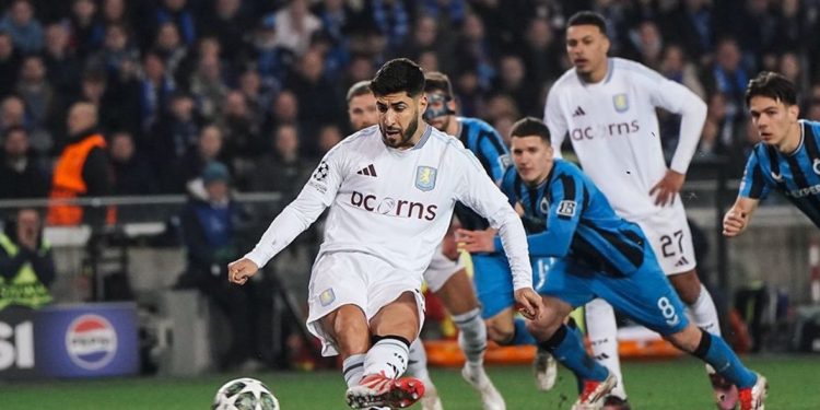 late goals give villa first leg advantage over club brugge