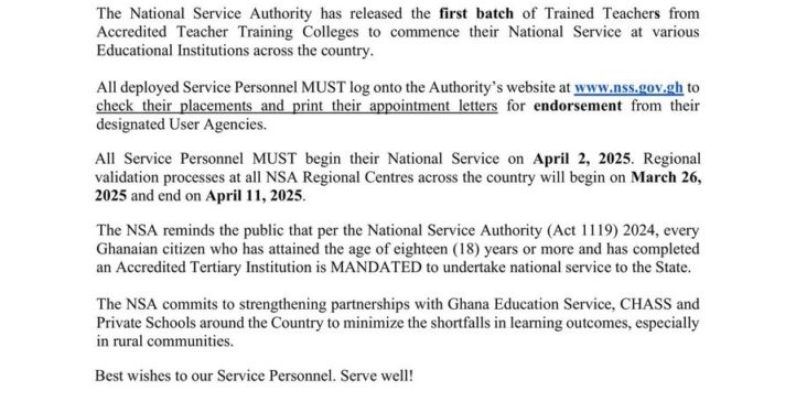 national service authority deploys 13700 trained teachers for 2025 2026 national service