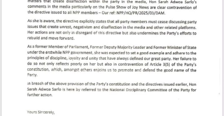 npp refers adwoa safo to disciplinary cttee for disregarding directive against media commentary