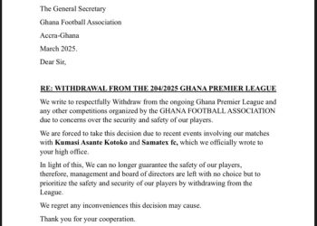 Nsoatreman FC withdraw from 2024/25 Ghana Premier League over security concerns
