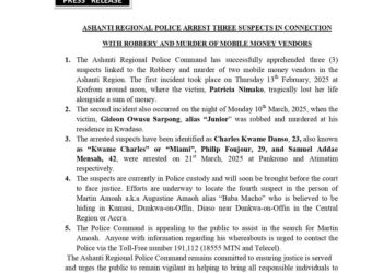 Police arrest 3 suspects in connection with robbery, killing of MoMo vendors in A/R