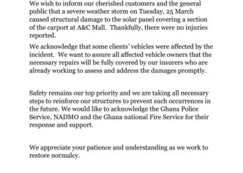 Repairs will be fully covered by our insurers – A&C Mall assures affected customers
