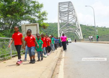 St Peter’s Lutheran school celebrates Ghana month in a water slide, tours Adomi Bridge
