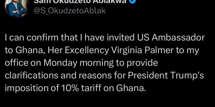 ablakwa invites us ambassador for clarification on trump tariff