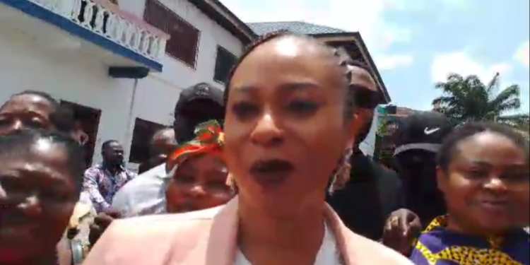 adwoa safos supporters storm npp hq ahead of her appearance before disciplinary cttee