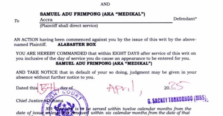 alabaster box sues medikal for ghe282b515 million over akwaaba interpolation