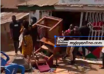 Chaos in Asante Mampong as angry NDC supporters vandalise property, set items ablaze