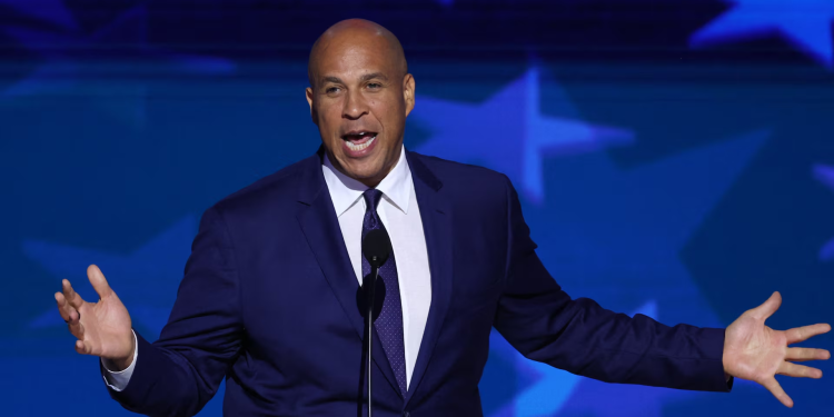 democratic us senator booker takes on trump in record breaking speech