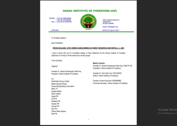 Do not watch on for armed gangs to claim lands, forests for illegal mining, logging – Foresters to gov’t