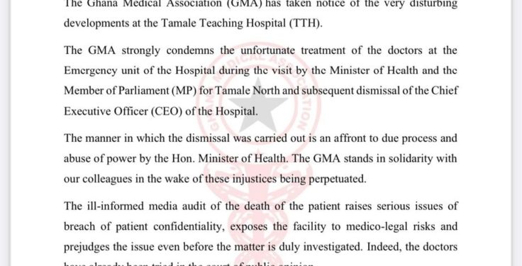gma condemns dismissal of tamale teaching hospital ceo demands apology from health minister
