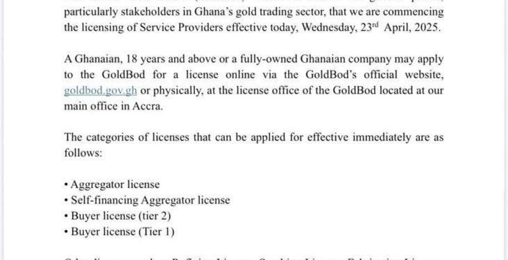 GoldBod begins licensing of gold trading service providers in Ghana 1 goldbod begins licensing of gold trading service providers in ghana
