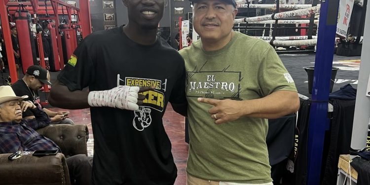 john laryea trains with 2024 ring magazine trainer of the year robert garcia in us