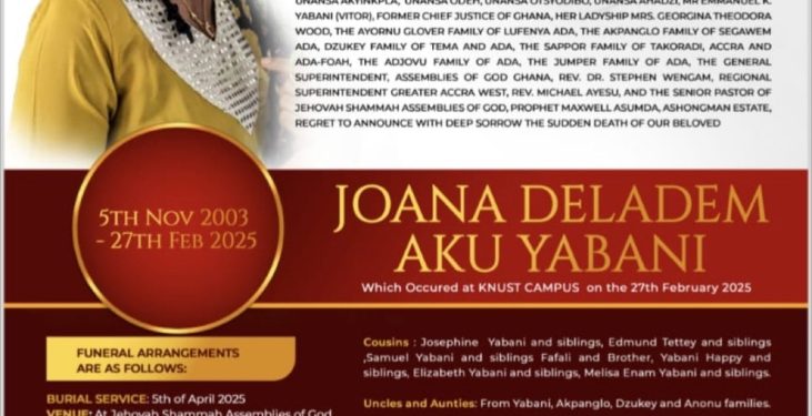 knust student allegedly killed by lover to be buried this weekend