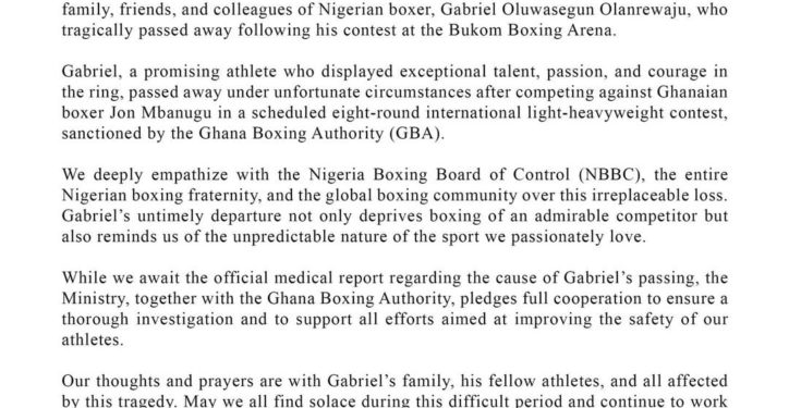 kofi adams sends condolences to family of late nigerian boxer following death in ghana