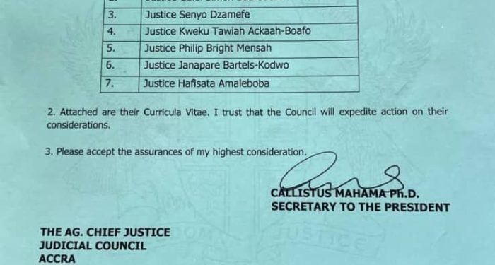 mahama recommends nomination of 7 justices to supreme court