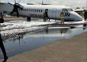 No casualties reported as UN Dash 8 Aircraft makes emergency belly landing after nose gear malfunction