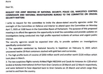 Ntim Fordjour requests joint briefing by National Security, NIB, CID and Narcotics Control Commission in Parliament