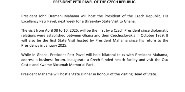president of czech republic to visit ghana