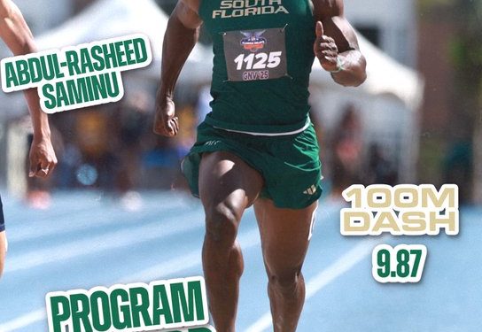saminu blazes to a wind assisted 9 87 seconds 100m victory