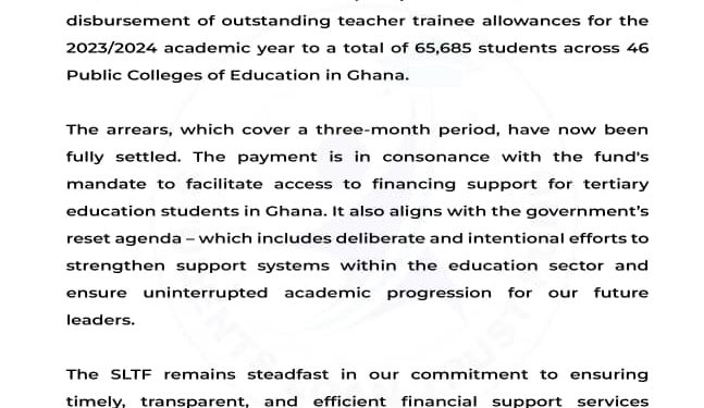 Teacher trainee allowance arrears fully paid – Students Loan Trust Fund 1 teacher trainee allowance arrears fully paid students loan trust fund