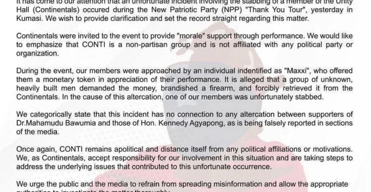 unity hall dismisses claims that stabbing incident was linked to bawumia agyapong supporters clash