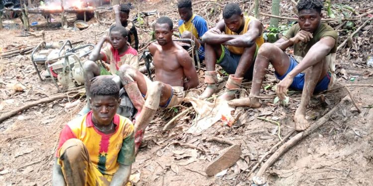 10 illegal miners arrested in Boin Forest Reserve 1 10 illegal miners arrested in boin forest reserve