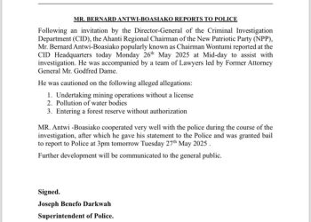 Chairman Wontumi to report to CID on Tuesday