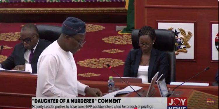 daughter of a murderer comment majority pushes for npp backbenchers to face privileges committee