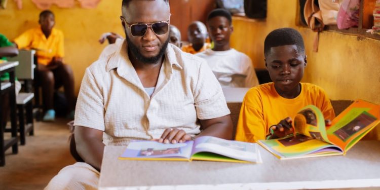 dj mensah foundation donates desks learning materials to akokoase aeda school