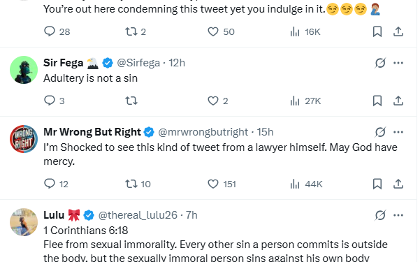 falzs x post about fornication sparks controversy