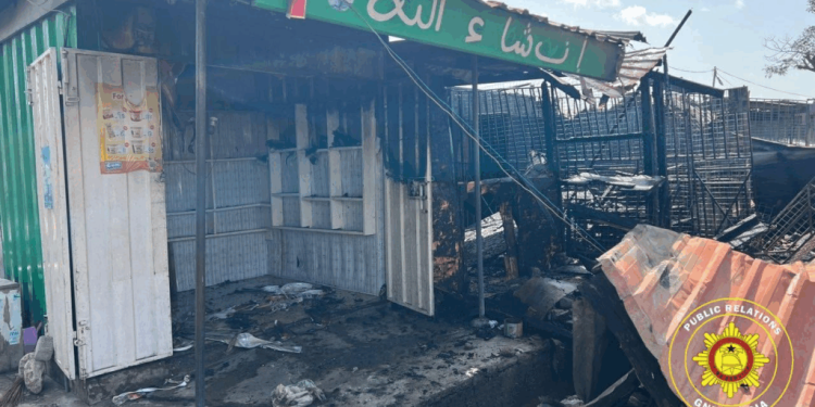 fire destroys 15 structures at tema community 9 market