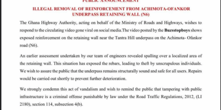 Ghana Highway Authority condemns Achimota-Ofankor underpass vandalism 1 ghana highway authority condemns achimota ofankor underpass vandalism