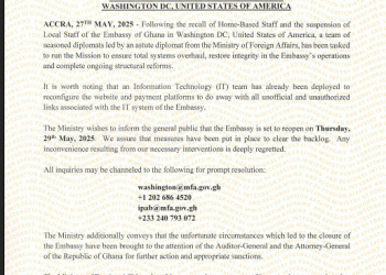 Ghana Lawmakers Challenge Embassy Closure Amid Corruption Probe