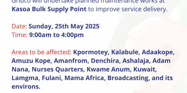 gridco schedules may 25 power outage in parts of weija and kasoa for critical maintenance